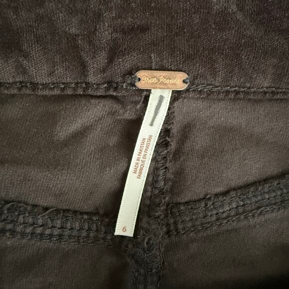 Free People corduroy pants velvet pants flare high rise cropped cotton 6 black - Picture 7 of 9